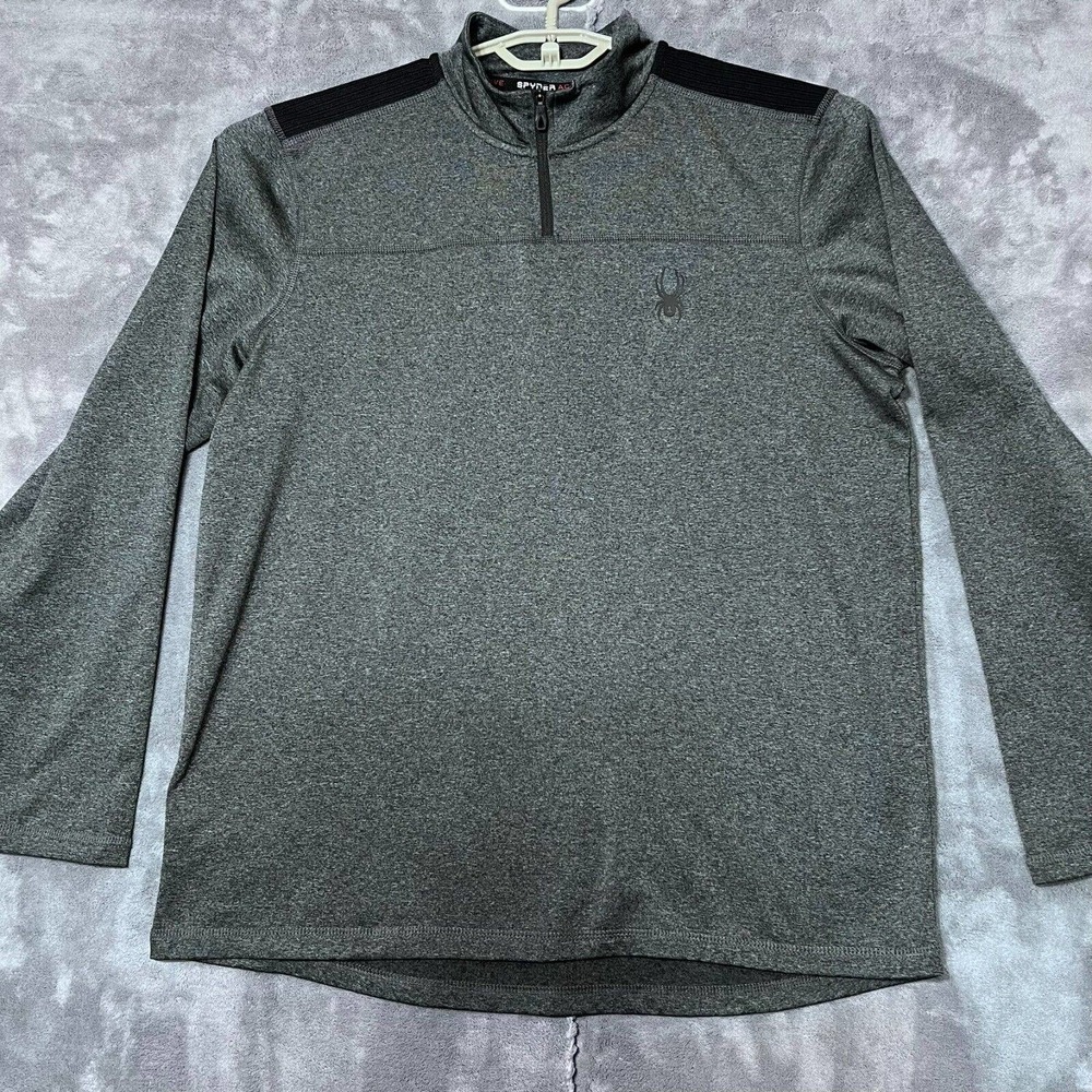 Spyder Active ProWEB Mens M Performance Knit Pullover 1/4 Zip Charcoal
